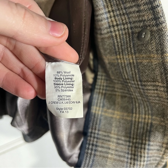 J. Crew Schoolboy Blazer Glen Plaid Gold Buttons Wool Academia Size 0 Preppy - Picture 9 of 9